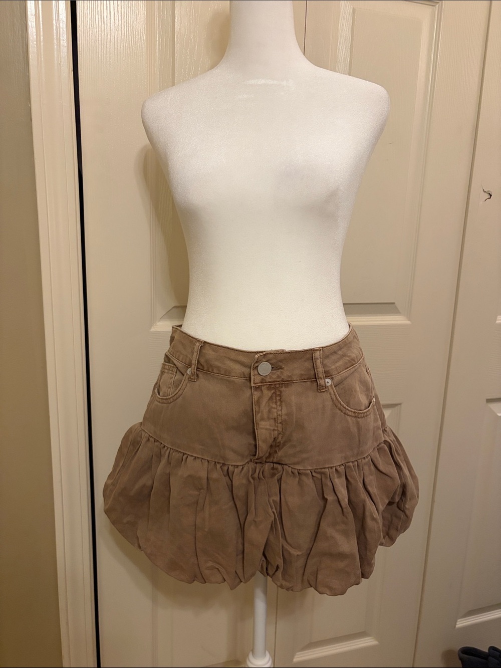 Blank NYC Taupe Bubble Mini Skirt